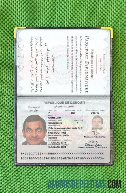 Foto do passaporte do Djibuti exemplo